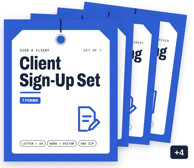 Client Sign-Up Set cover with member covers stacked behind it